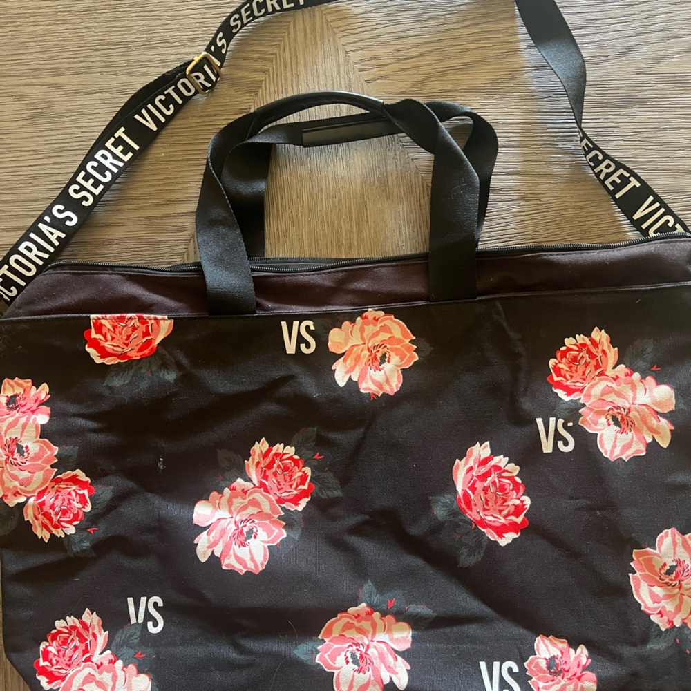 Victoria's Secret Floral Tote Bag Large Canvas Weekender Bag 2018 VS Tote